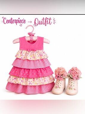 Layers of Ruffles Centerpiece For Baby Shower, Little Girls Birthday